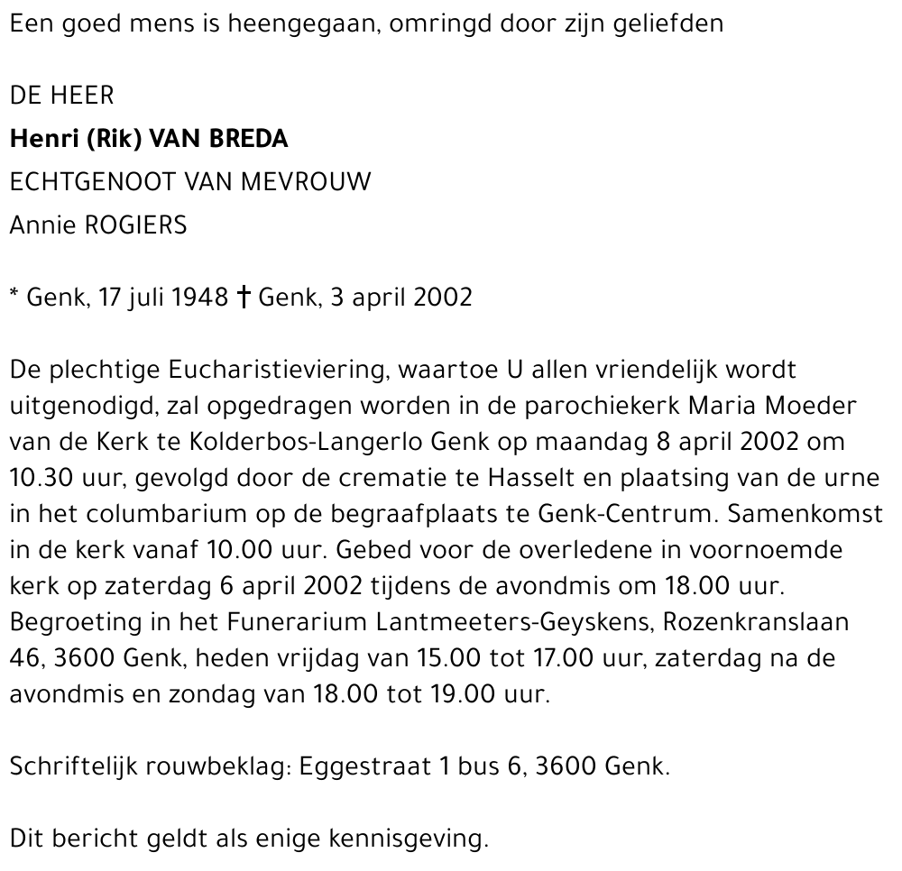 Henri (Rik) Van Breda