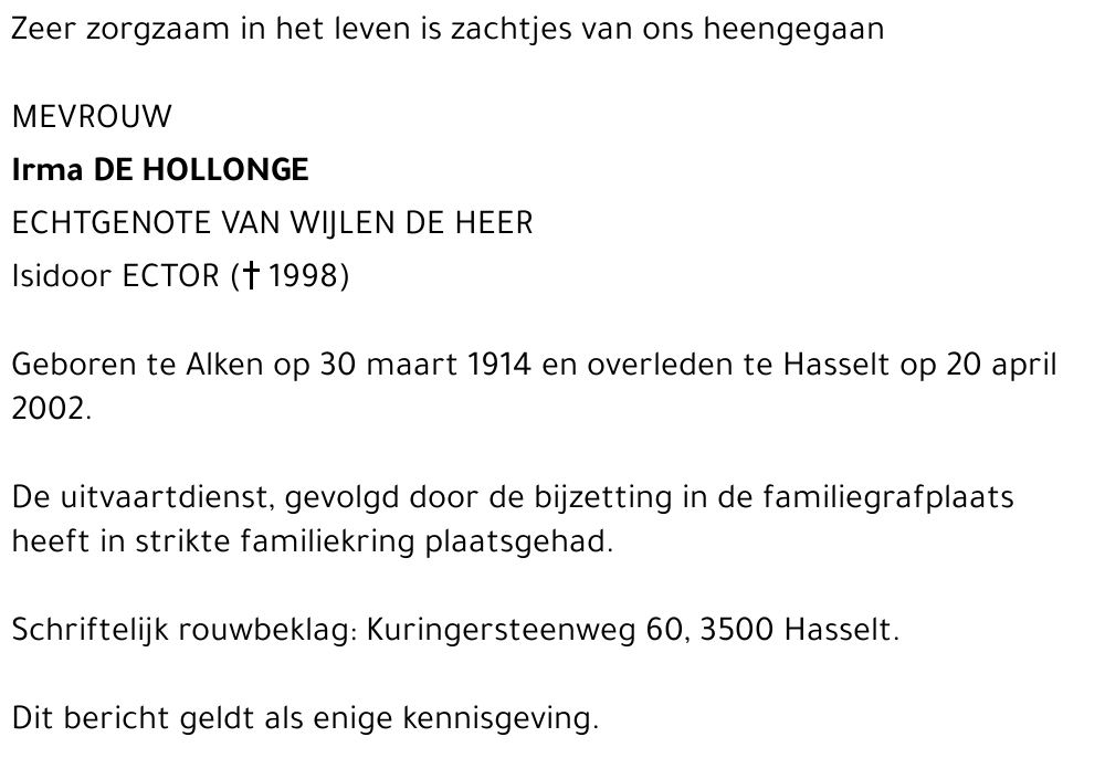Irma De Hollonge