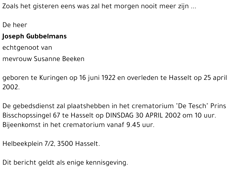 Joseph Gubbelmans