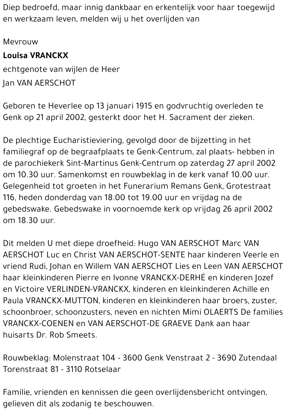 Louisa VRANCKX