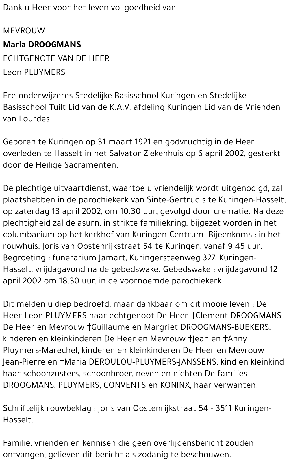 Maria Droogmans