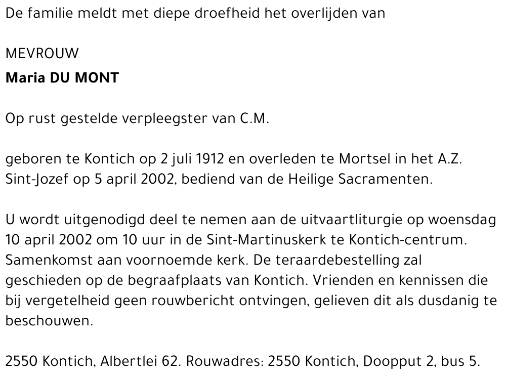 MARIA DU MONT