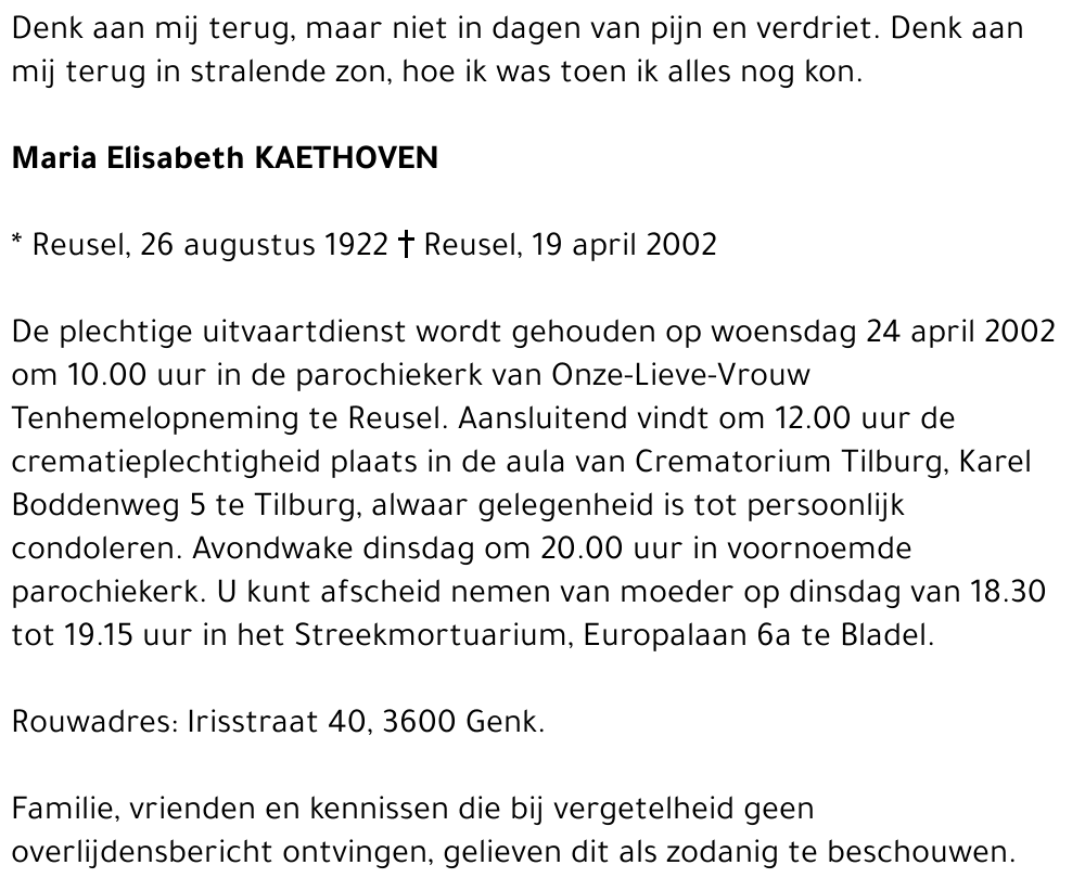 Maria Elisabeth Kaethoven