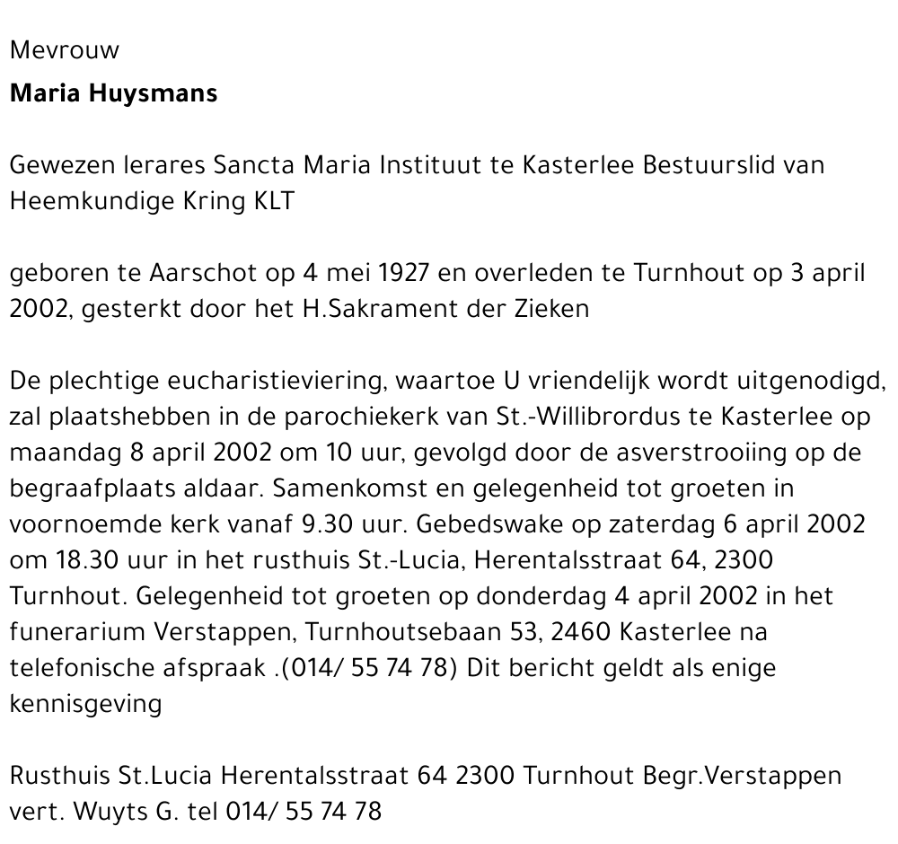 Maria Huysmans