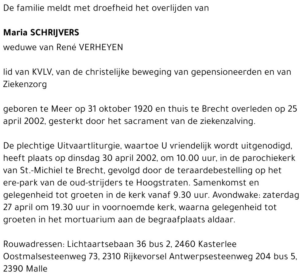 Maria SCHRIJVERS