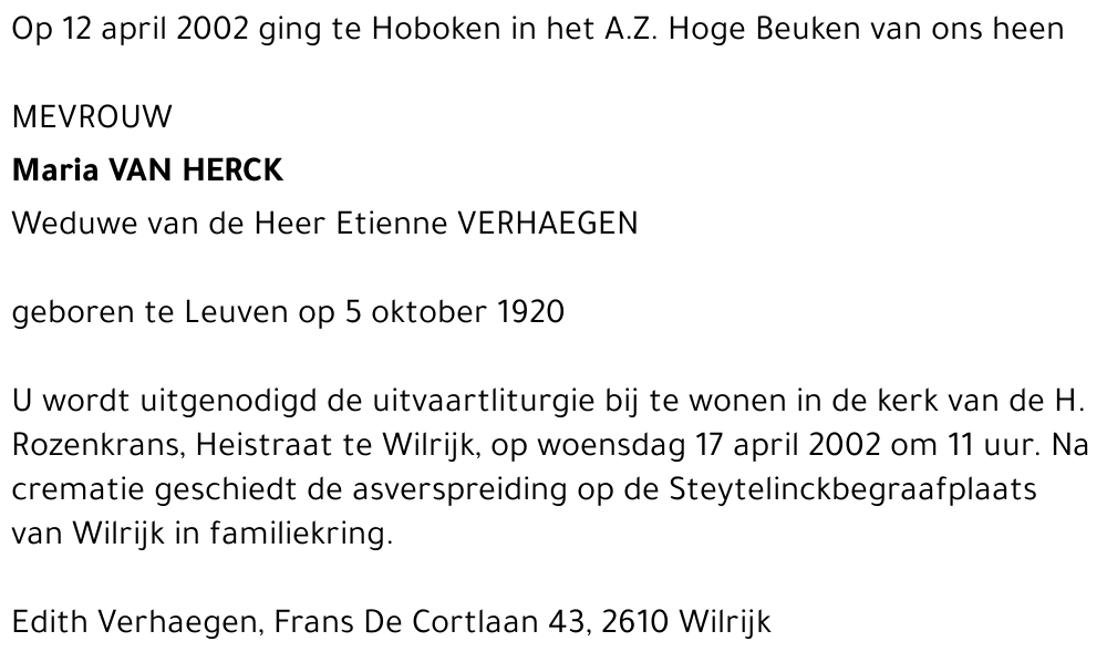 Maria VAN HERCK