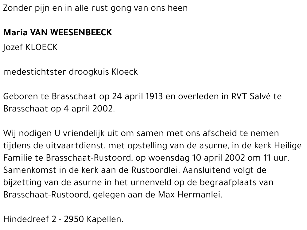 MARIA VAN WEESENBEECK