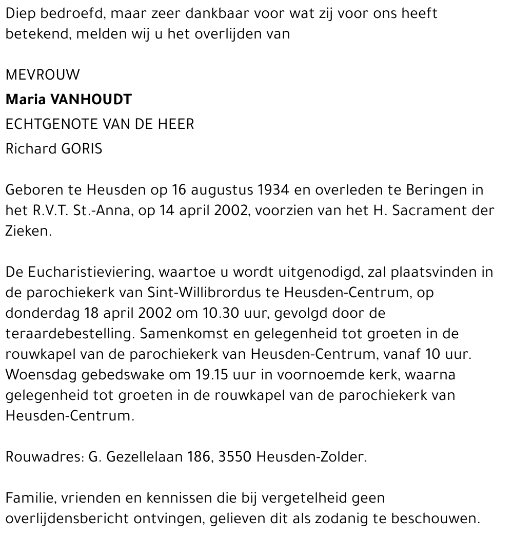 Maria Vanhoudt