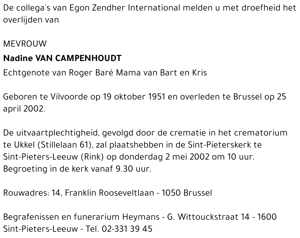 NADINE VAN CAMPENHOUDT