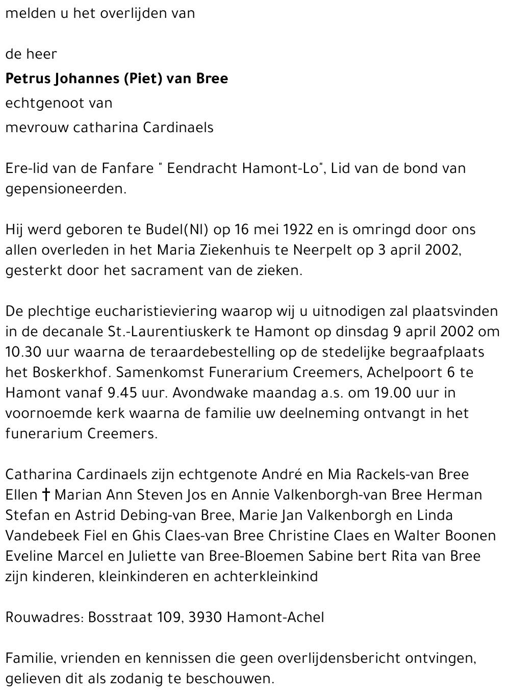 Petrus Johannes(Piet) van Bree