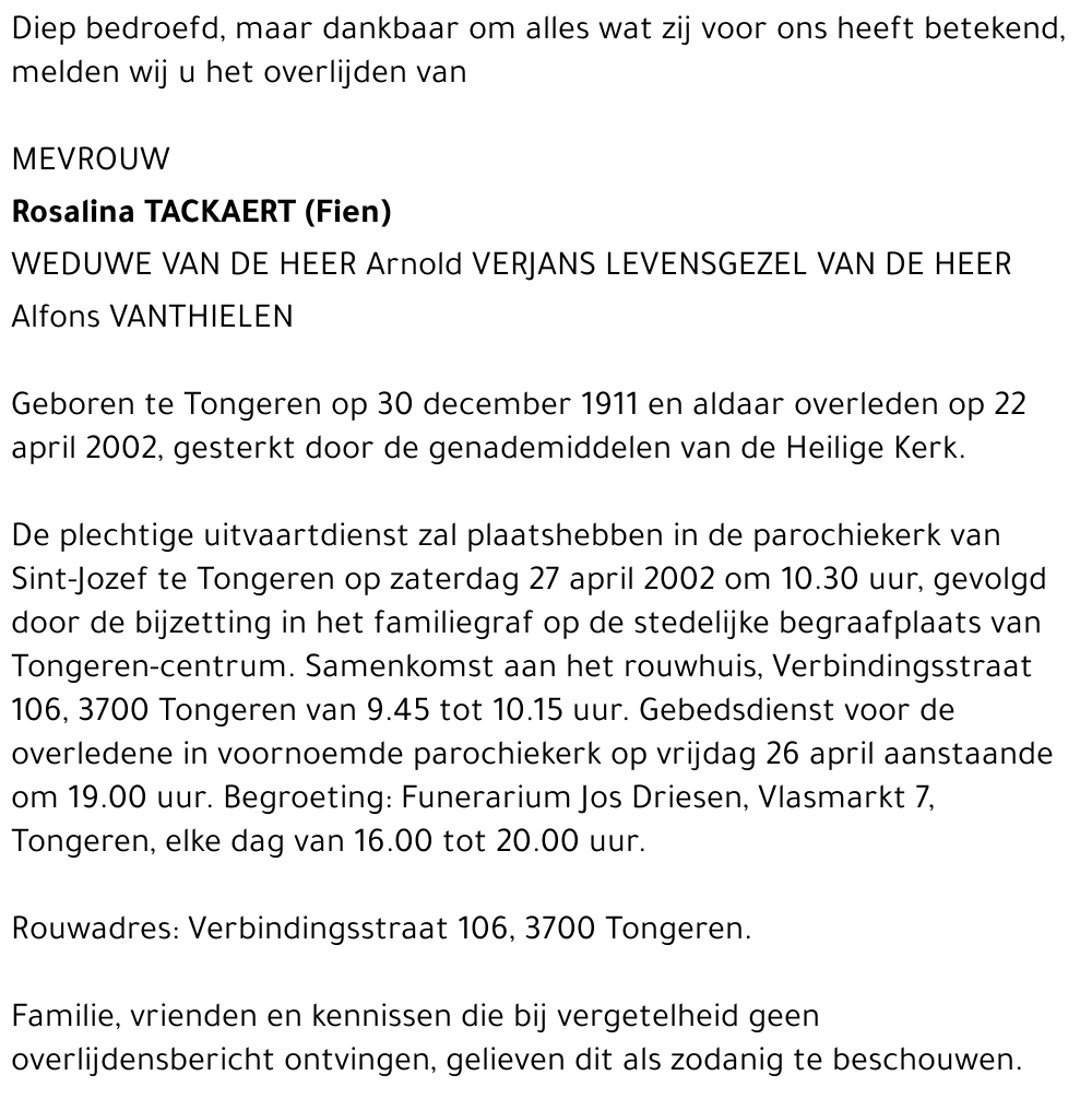 Rosalina (Fien) Tackaert