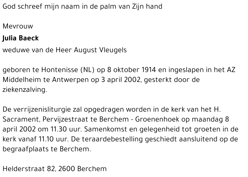 Wilhelmina Baeck
