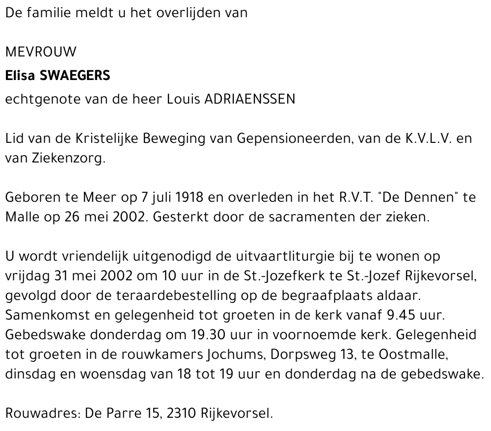 ELISA SWAEGERS