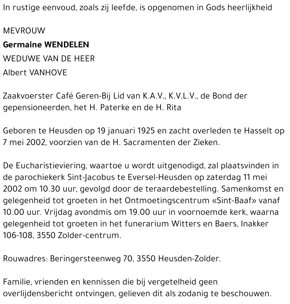 Germaine Wendelen