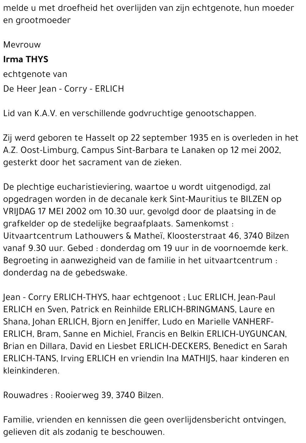 Irma THYS