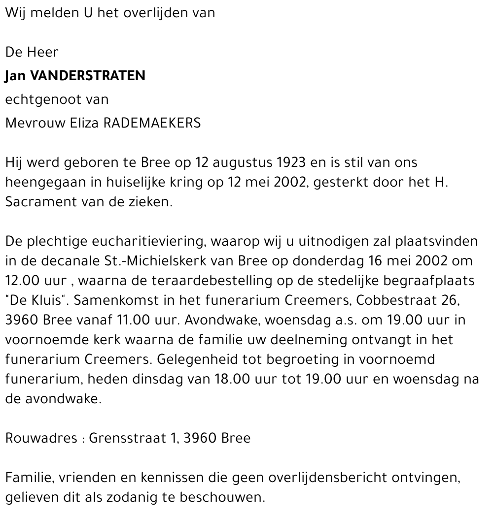 Jan VANDERSTRATEN