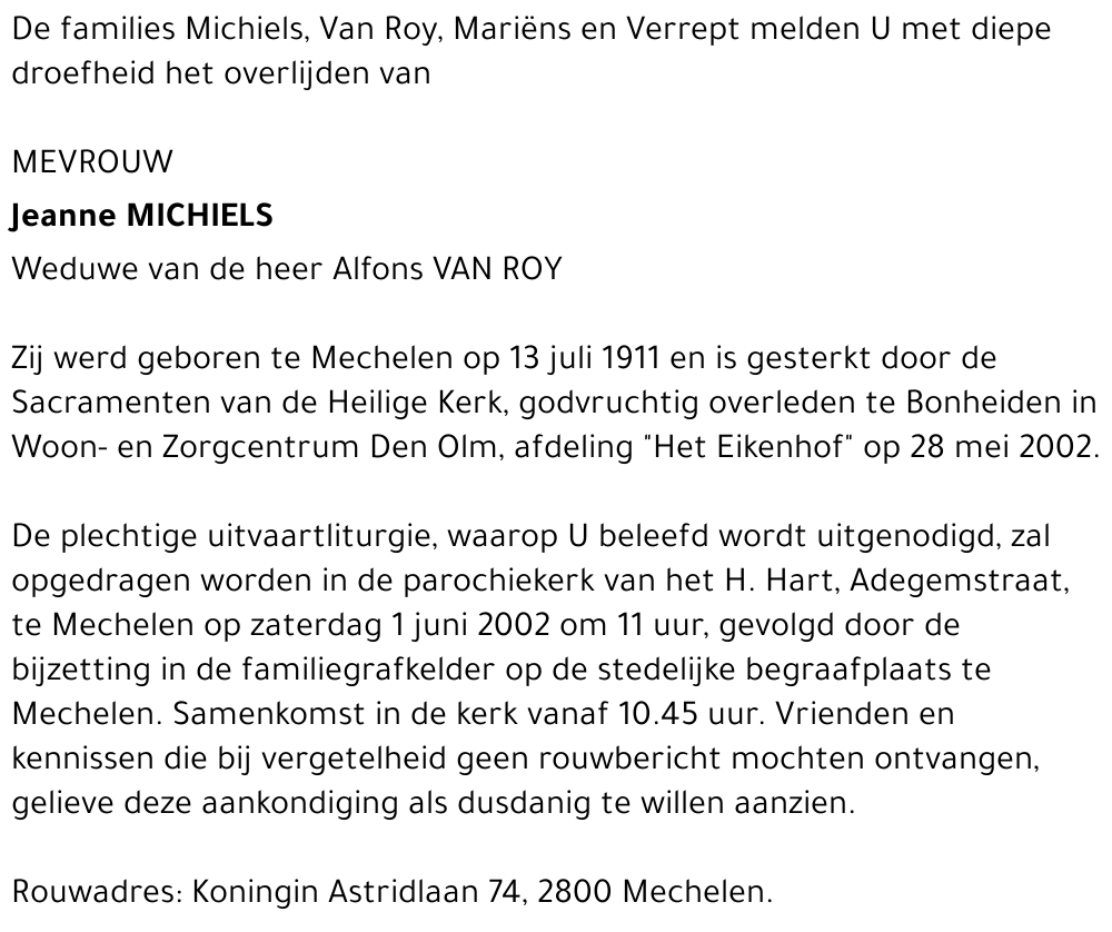JEANNE MICHIELS