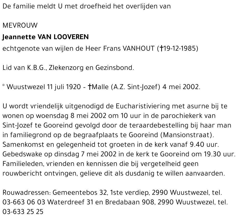Jeannette VAN LOOVEREN