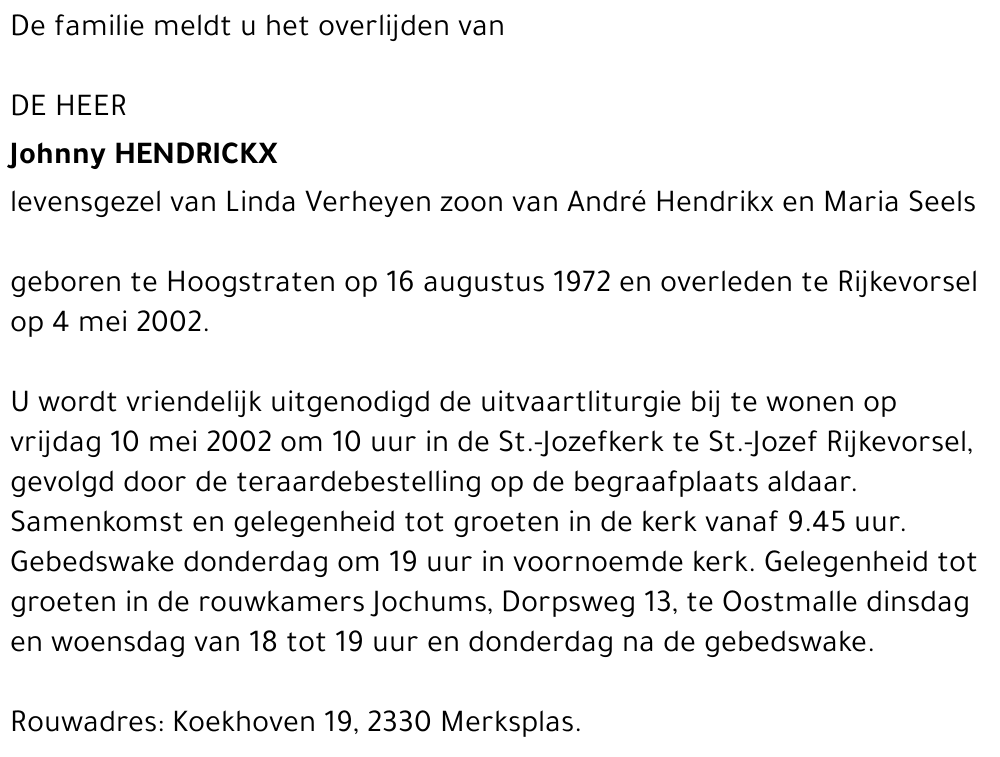 JOHNNY HENDRICKX