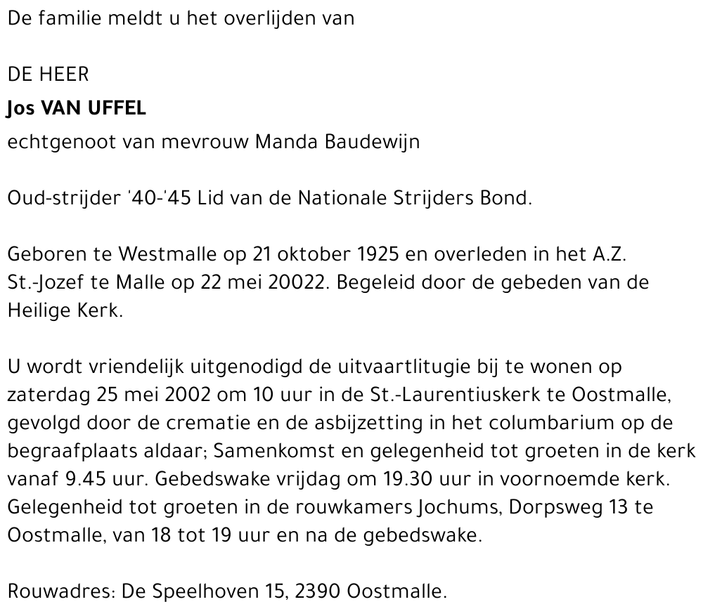 JOS VAN UFFEL