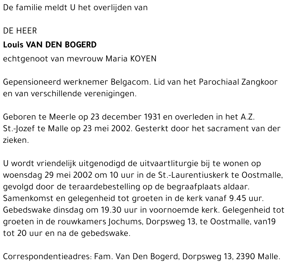 LOUIS VAN DEN BOGERD