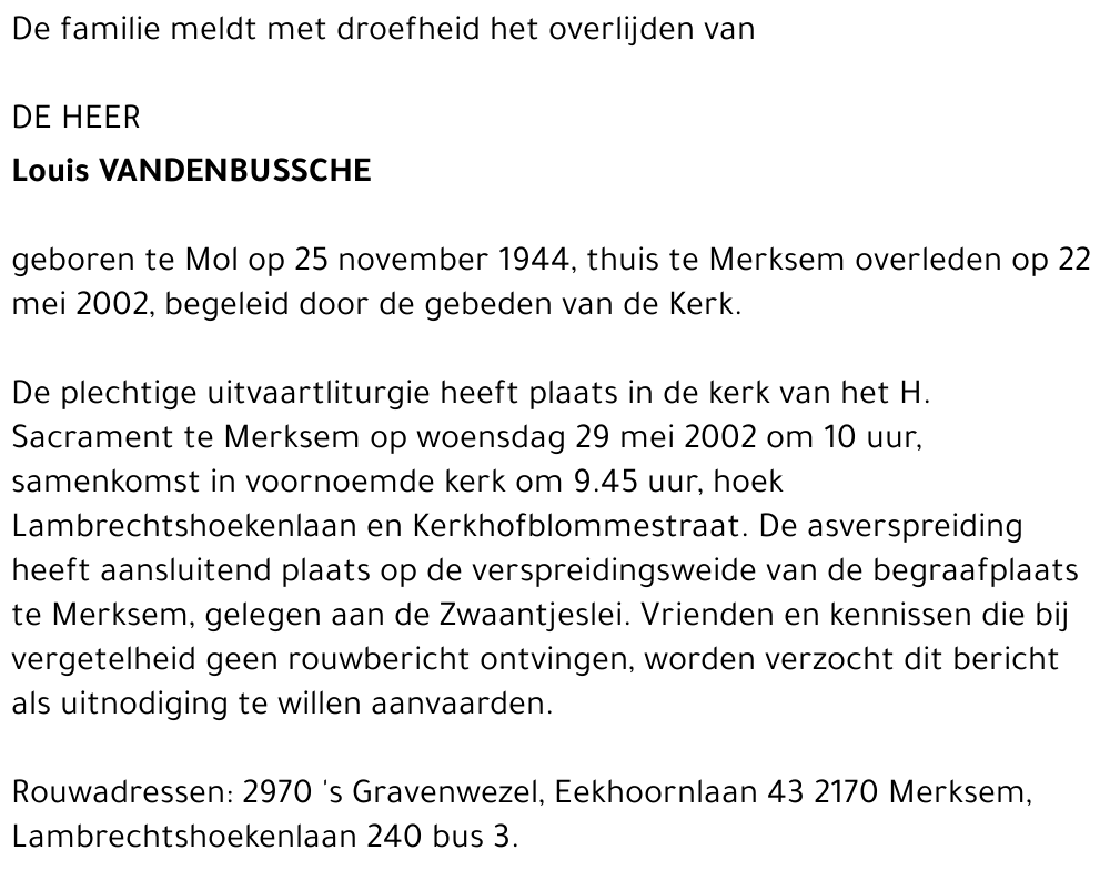 LOUIS VANDENBUSSCHE