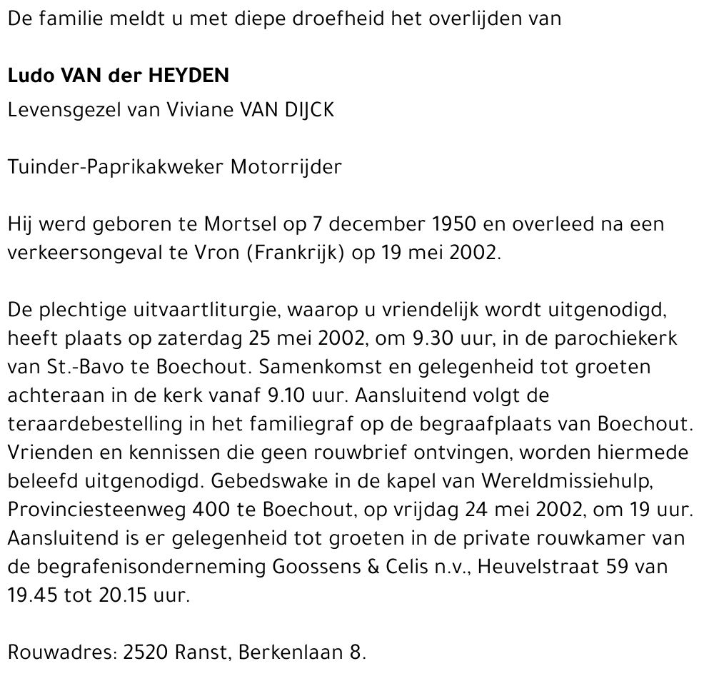 LUDO VAN DER HEYDEN