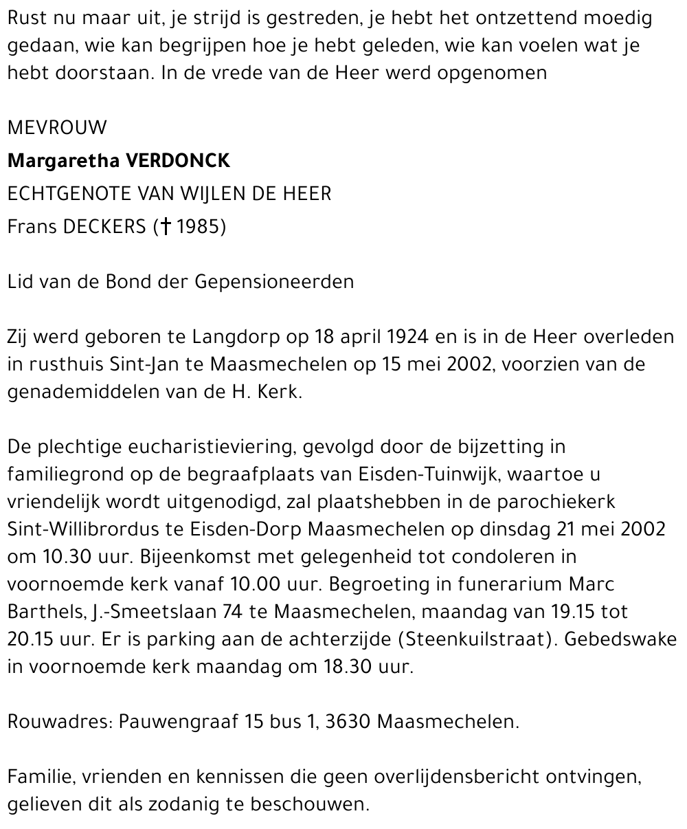 Margaretha Verdonck