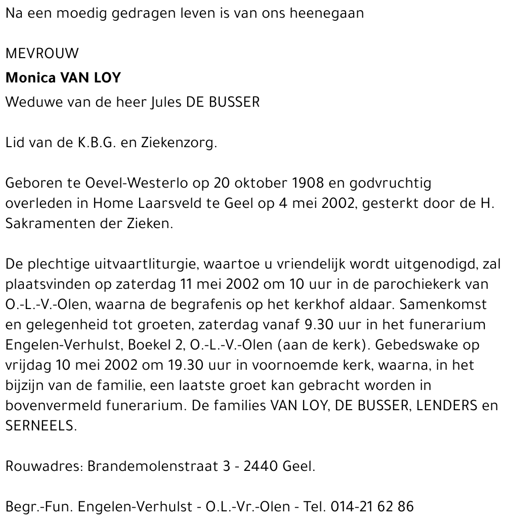 MONICA VAN LOY