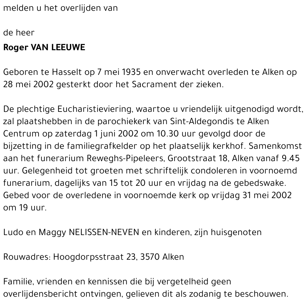 Roger VAN LEEUWE