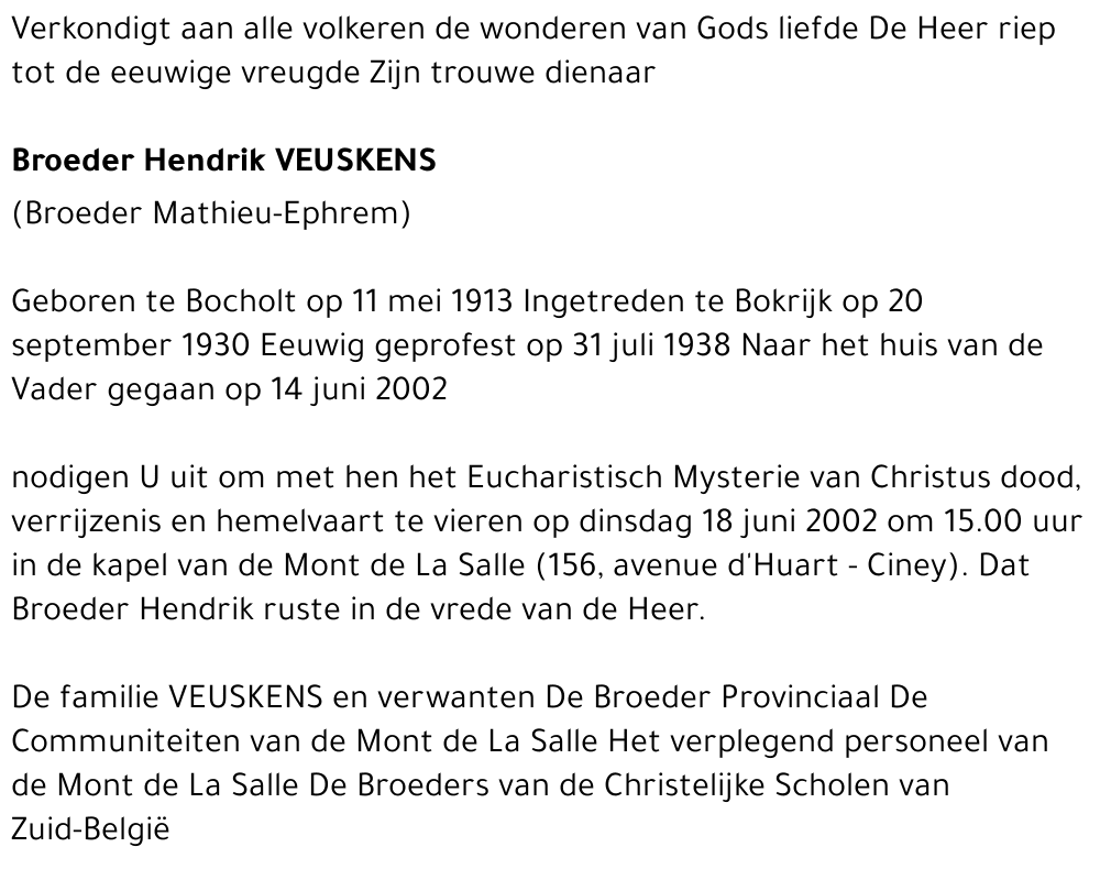 Broeder Hendrik Veuskens