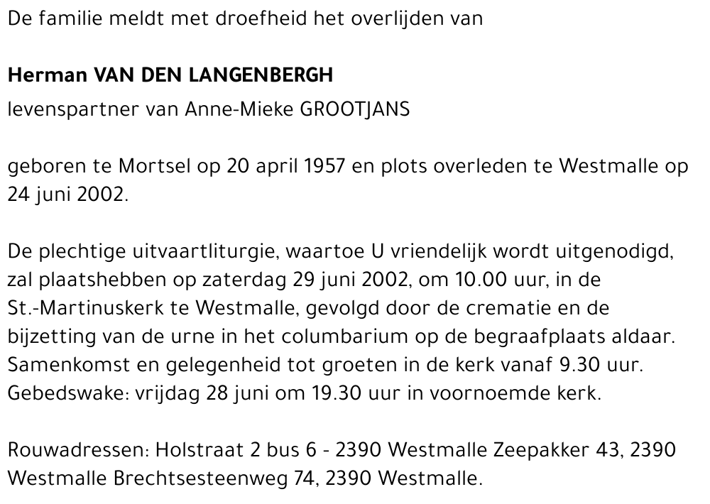 HERMAN VAN DEN LANGENBERGH