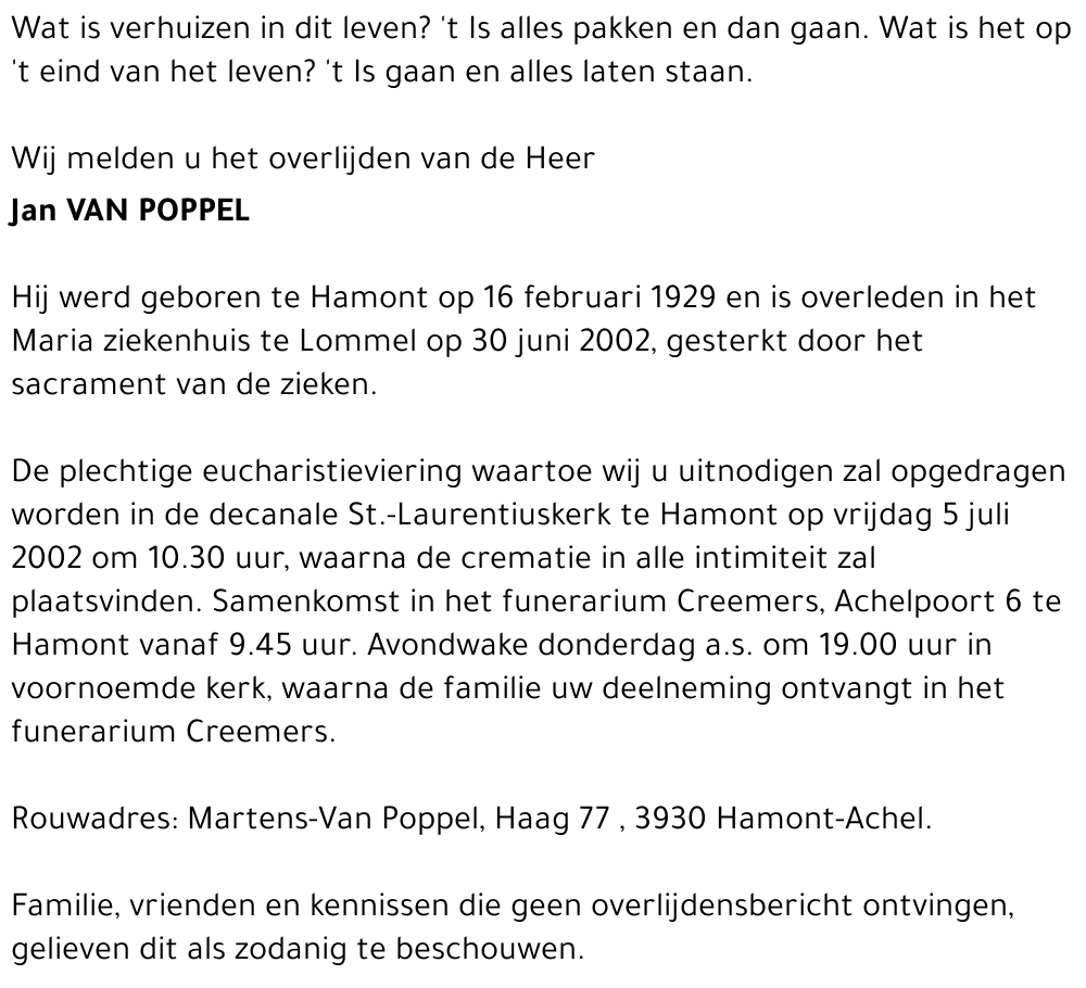 Jan Van Poppel