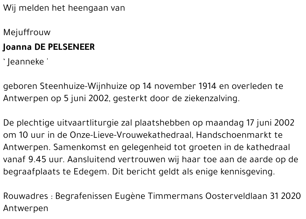 Joanna De Pelseneer