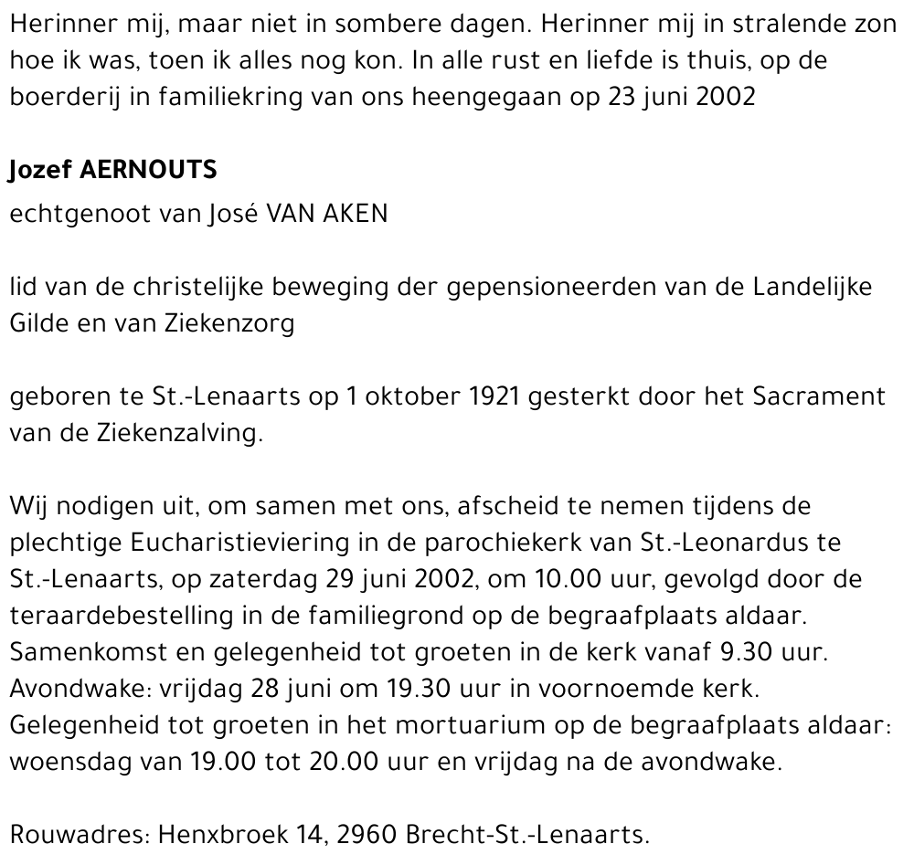 JOZEF AERNOUTS