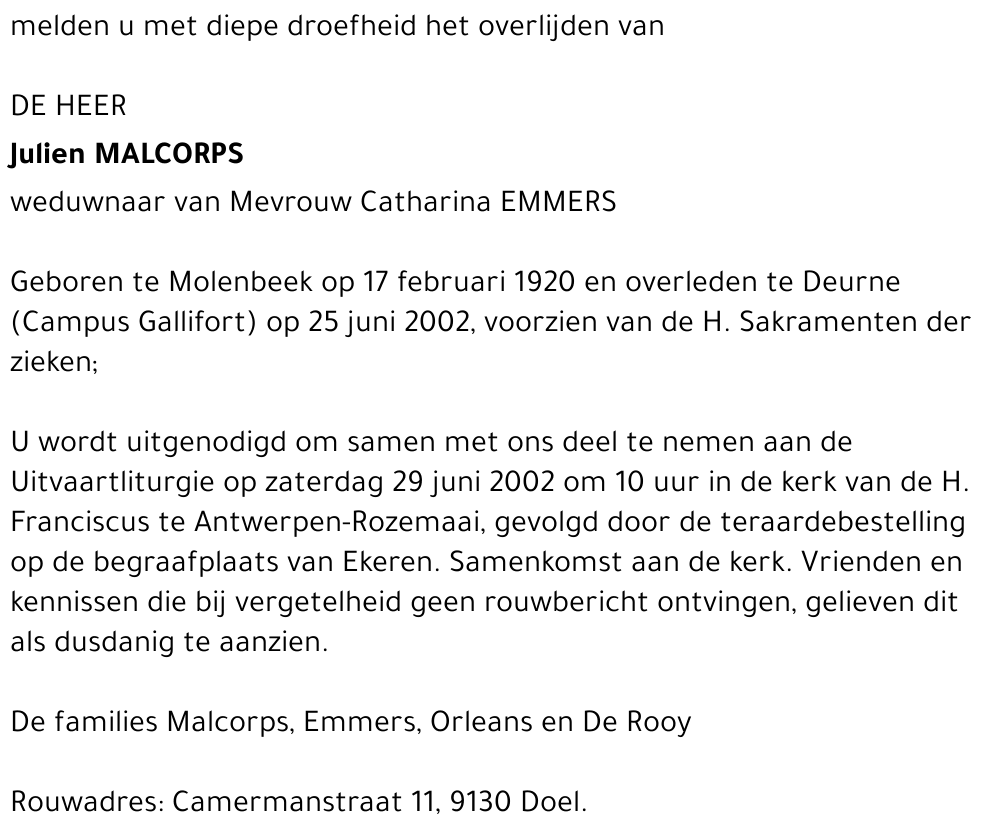 JULIEN MALCORPS
