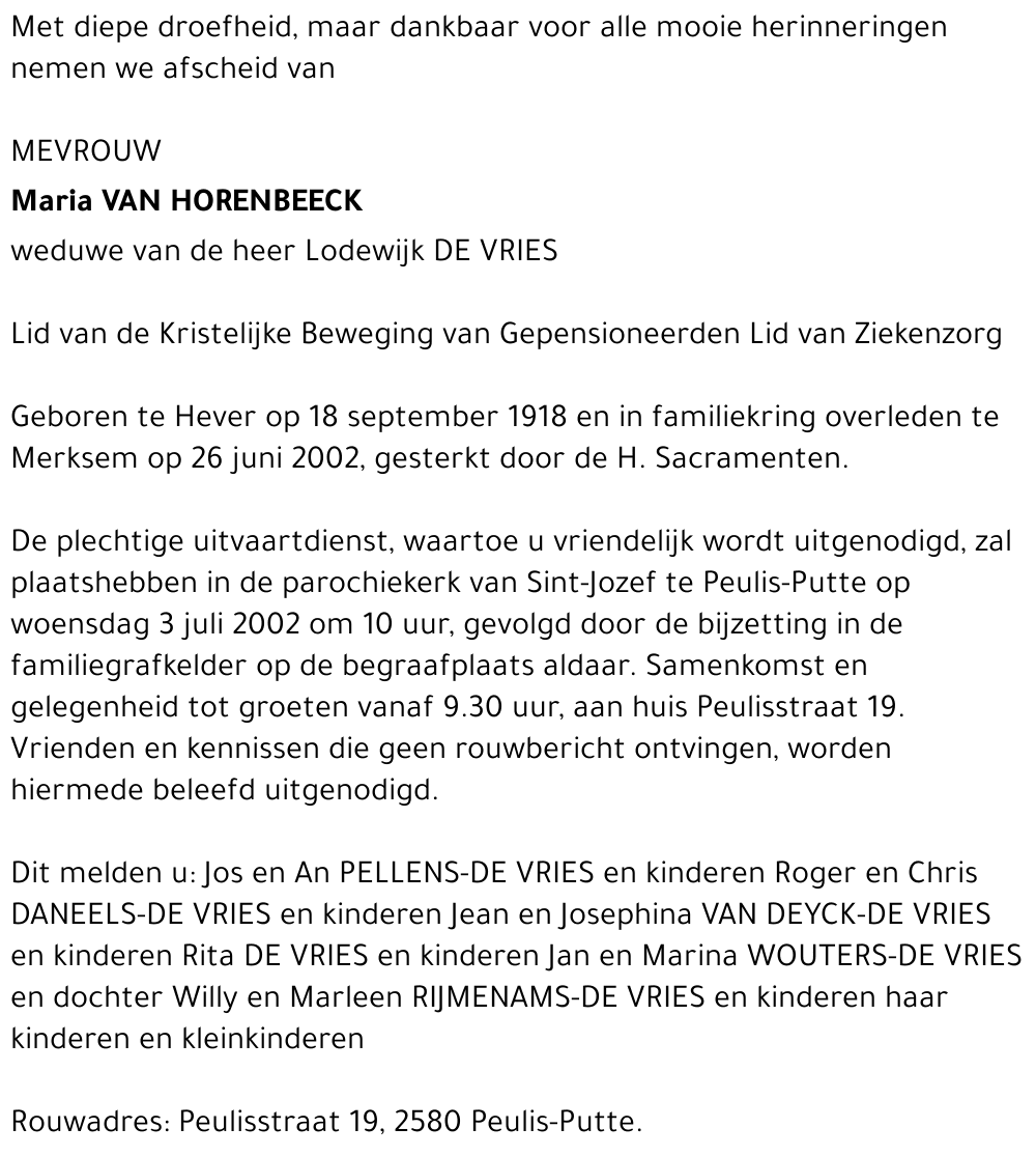 Maria Van Horenbeeck