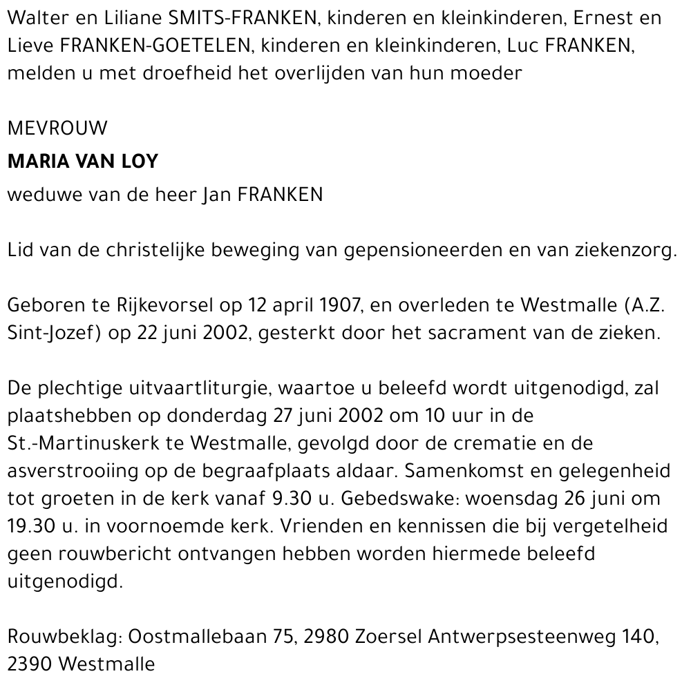 Maria VAN LOY