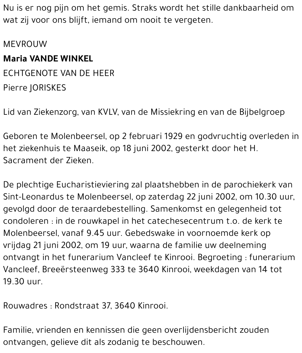 Maria Vande Winkel