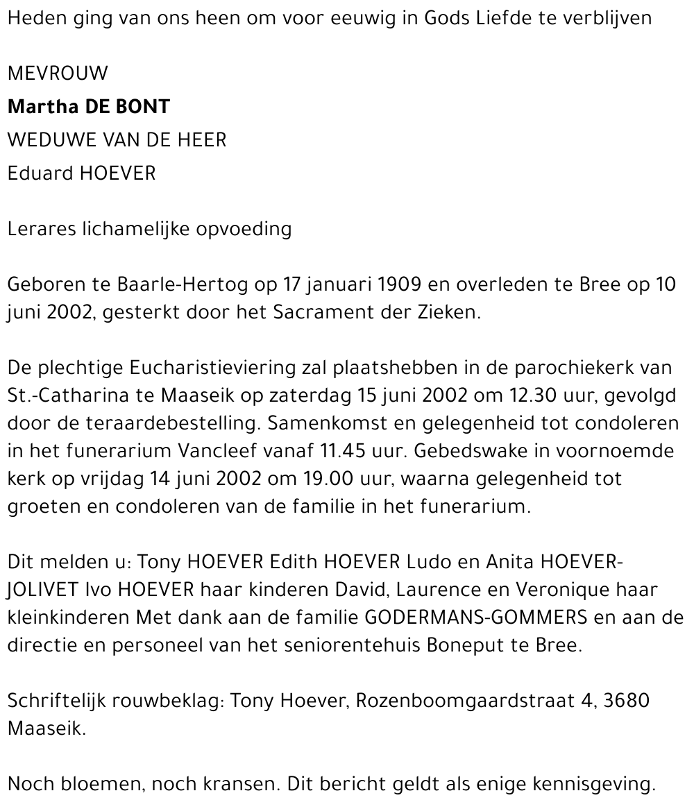 Martha De Bont