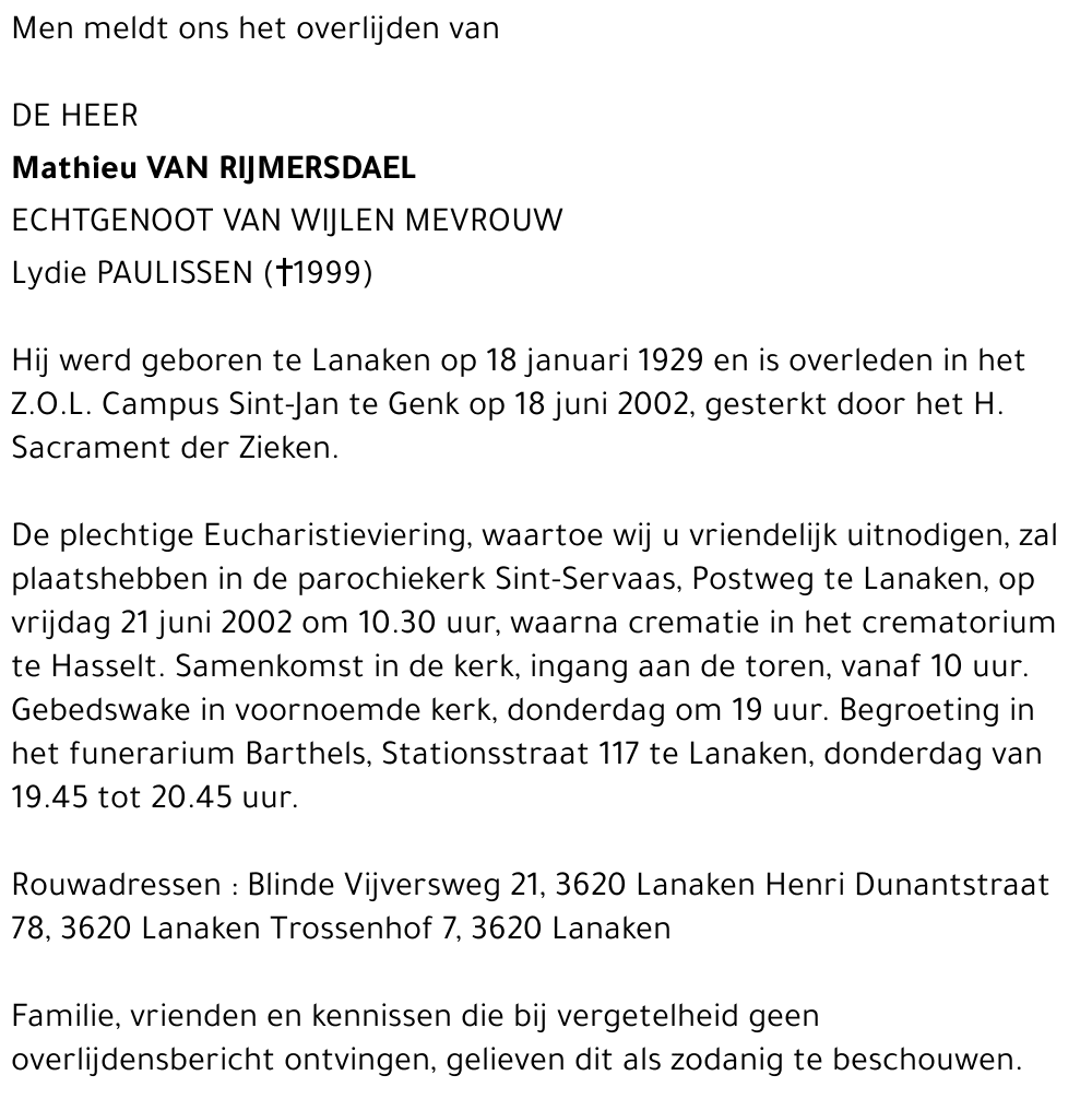 Mathieu Van Rijmersdael