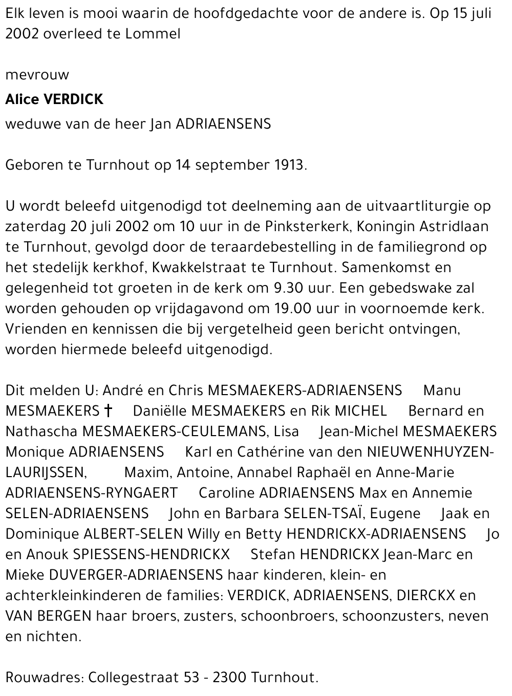 ALICE VERDICK
