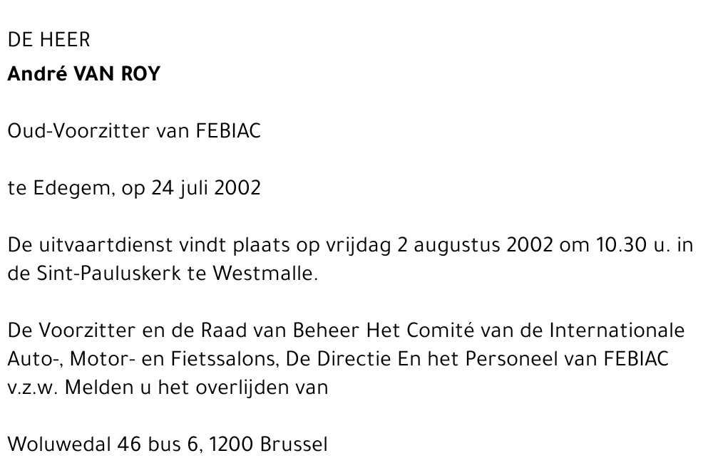 ANDRÉ VAN ROY