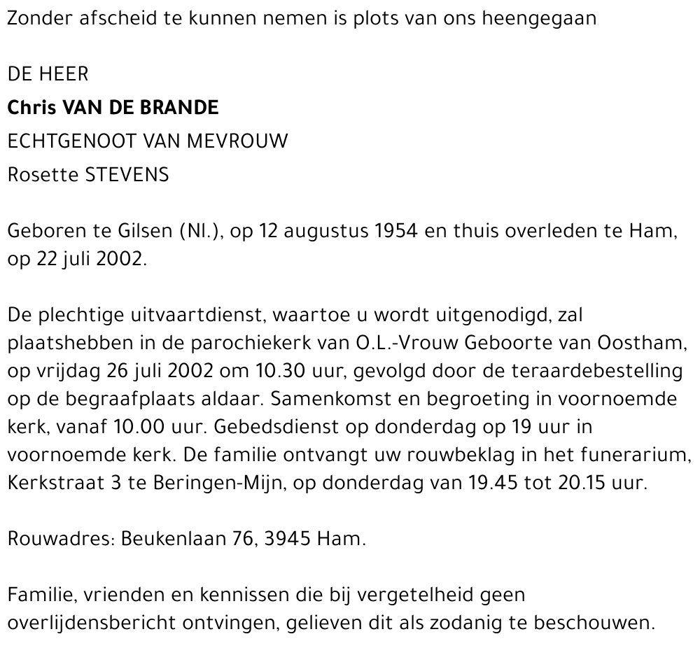 Chris Van de Brande