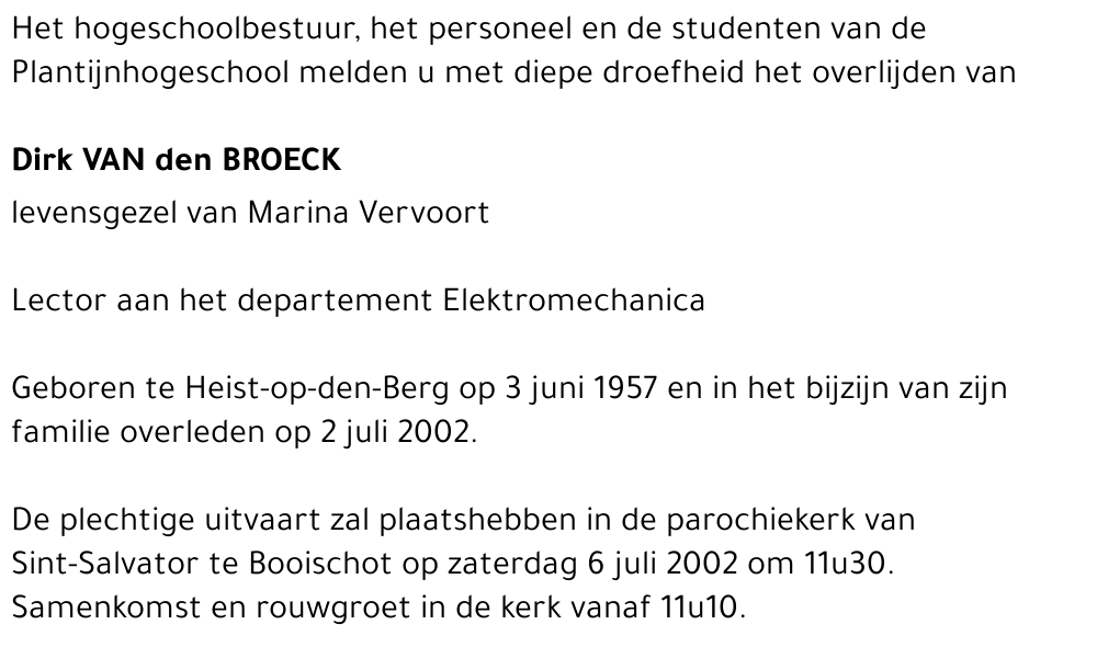DIRK VAN DEN BROECK