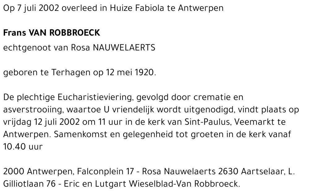 Frans VAN ROBBROECK