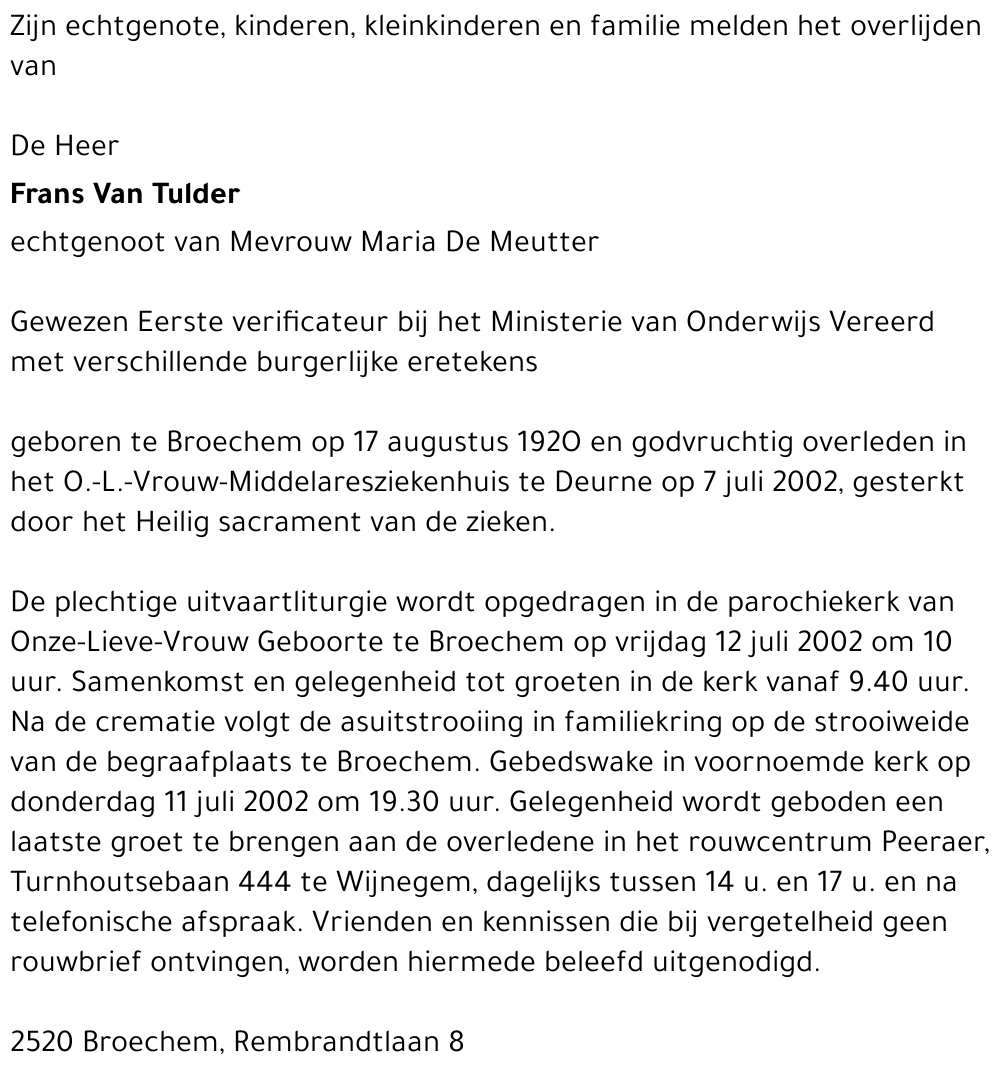 Frans Van Tulder