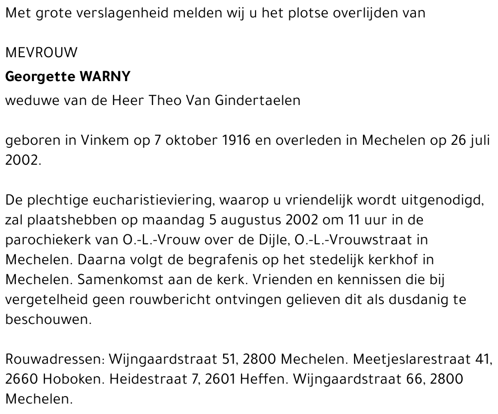 GEORGETTE WARNY