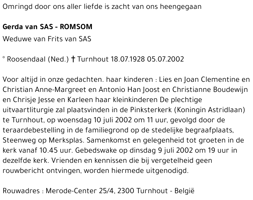 Gerda van SAS - ROMSOM