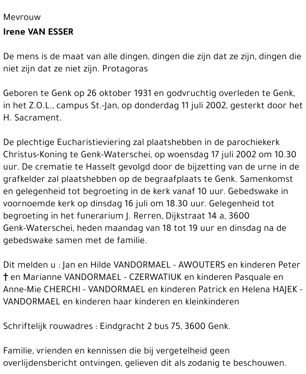 Irene VAN ESSER